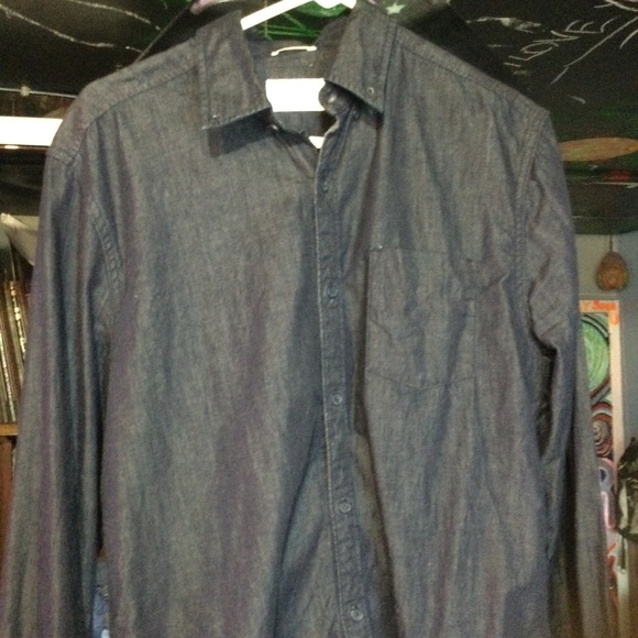 Lucky Brand white label fit denim button down long sleeve shirt mens medium - Picture 1 of 12